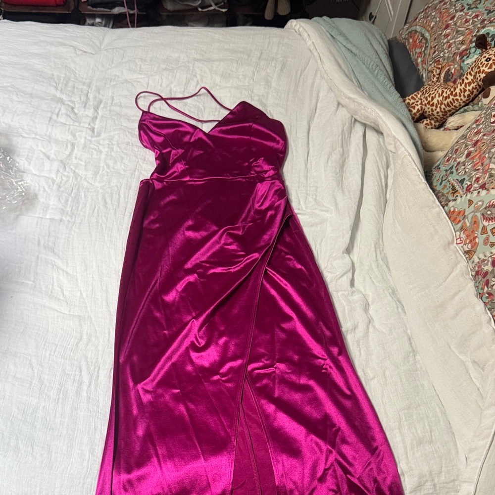 Windsor Fuchsia Satin Prom Dress